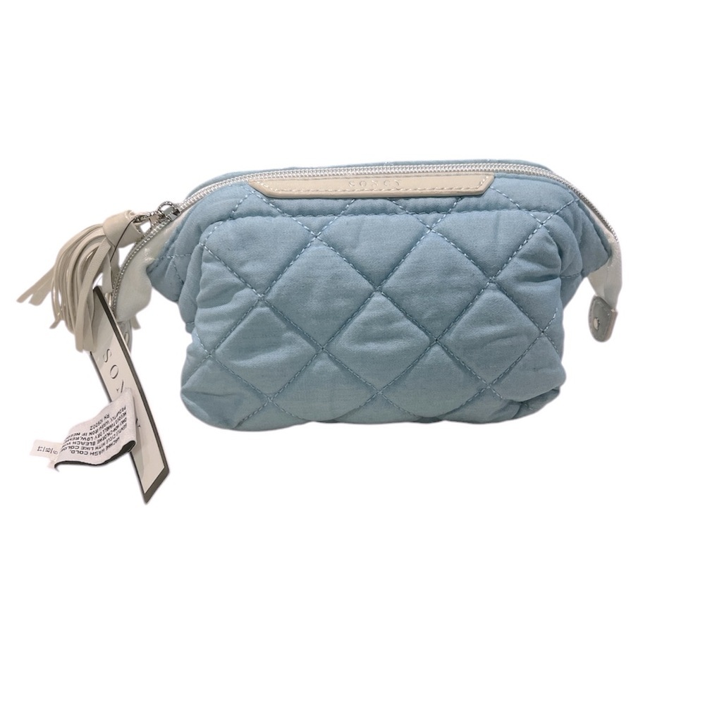 Soncy Blue Quilted Cosmetic Travel Bag